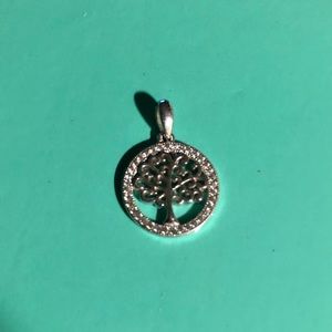925 Sterling Silver Petite Topaz Bordered Tree of Life Drop Pendant